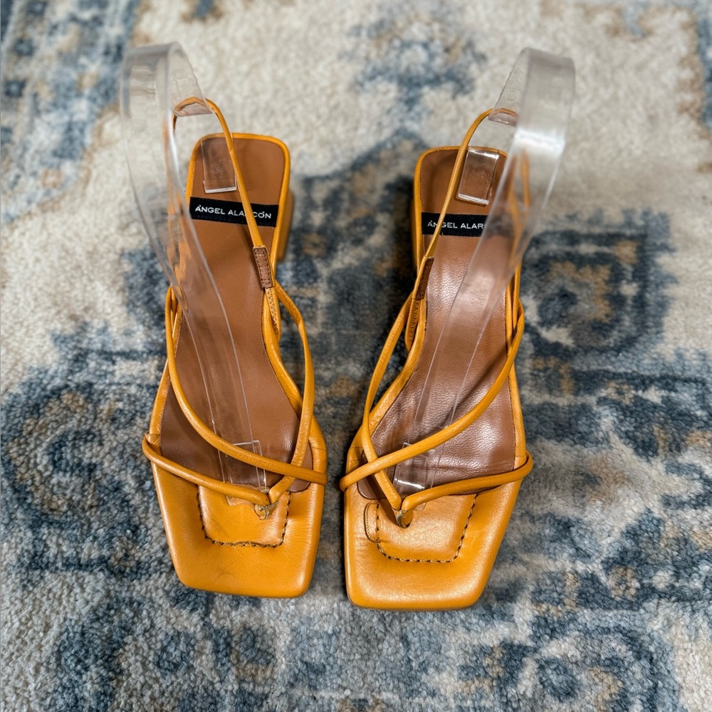 ANGEL ALARCON Women's Orange Strappy Sandals Size 36/6